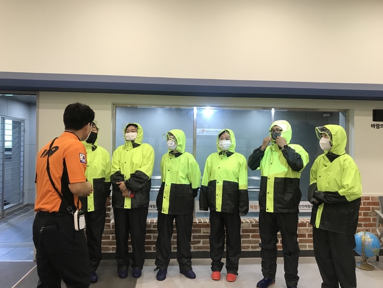 재난안전교육 태풍체험 교육 현장 (사진제공=제주도청소년활동진흥센터)
