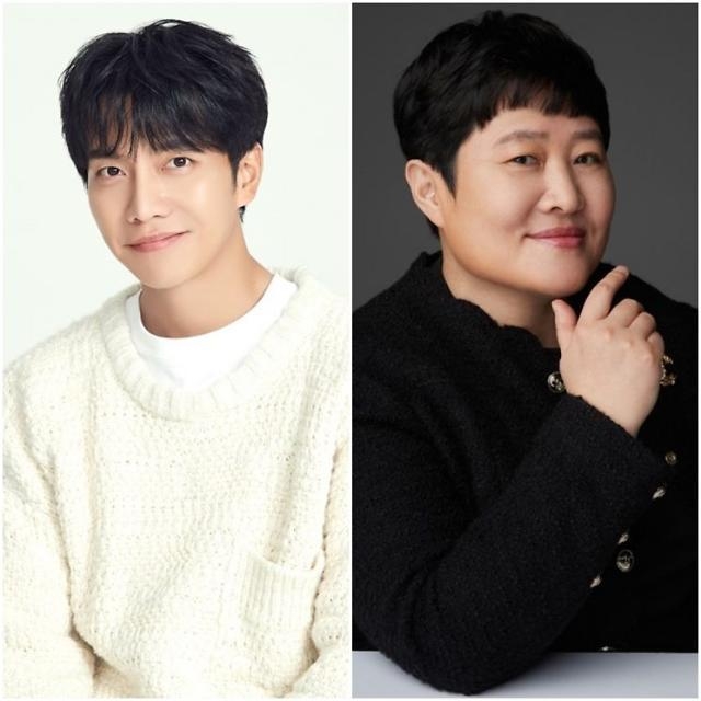 가수 이승기(왼쪽)와 권진영 후크엔터테인먼트 대표. (사진=후크엔터테인먼트 제공)