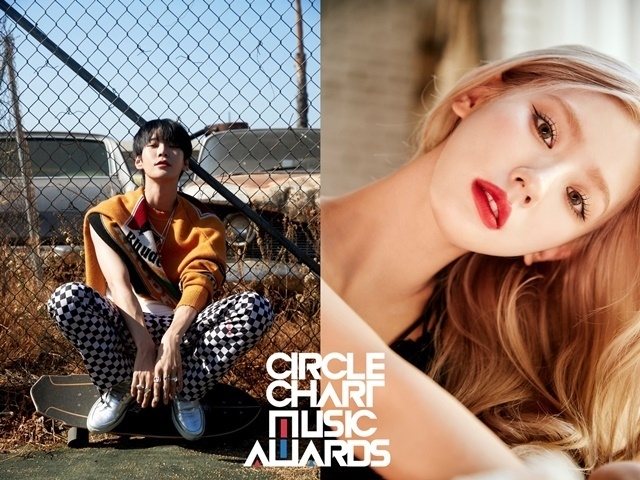 NCT 도영(왼쪽)과 (여자)아이들 미연(오른쪽). (사진=써클차트 뮤직 어워즈 사무국 제공)