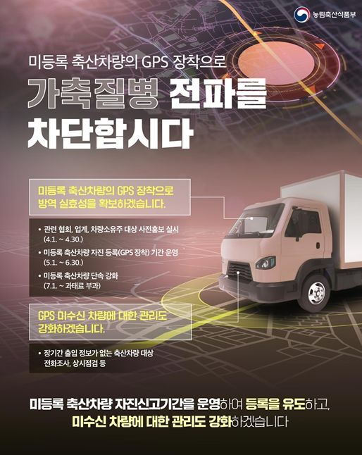 미등록 축산차량 GPS 자진 등록 안내문