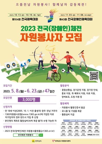 전국(장애인)체전 자원봉사자 모집 홍보물