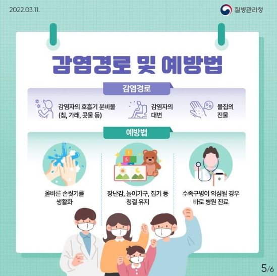 ‘수족구병 감염경로 및 예방법’ 포스터
