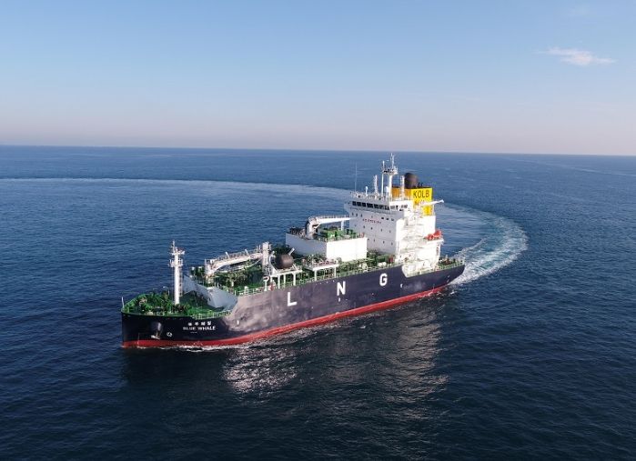 LNG 벙커링 전용선 ‘블루 웨일’.(사진=산업통상자원부)