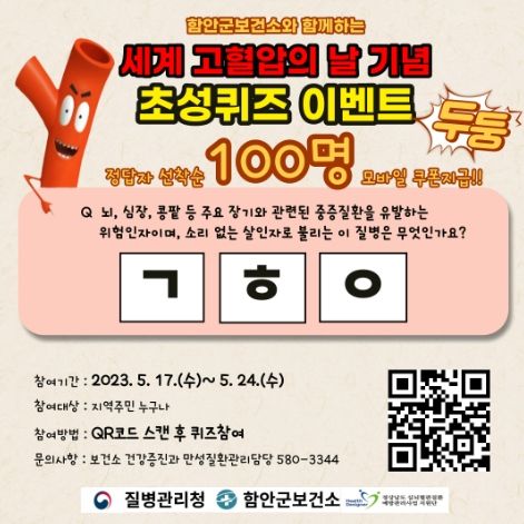 함안군보건소,‘세계 고혈압의 날’기념 온라인 캠페인 실시