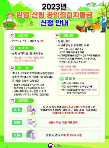 거창군 ‘2023년 임업직불금 신청 기한 임박’