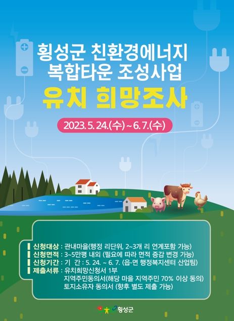 횡성군 친환경에너지 복합타운 유치 희망 지역 조사 실시