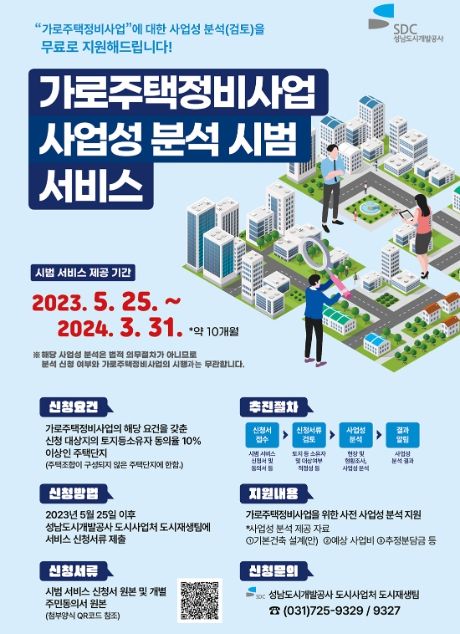 성남도시개발공사, ‘가로주택정비사업 사업성 분석 시범 서비스’ 개시