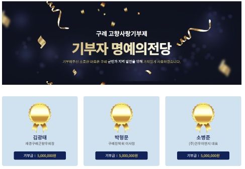 구례군, 고향사랑기부제‘온라인 명예의 전당’개설