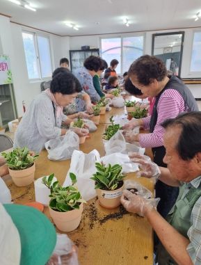 어르신들과 함께 ‘반려식물 화분만들기’ 활동