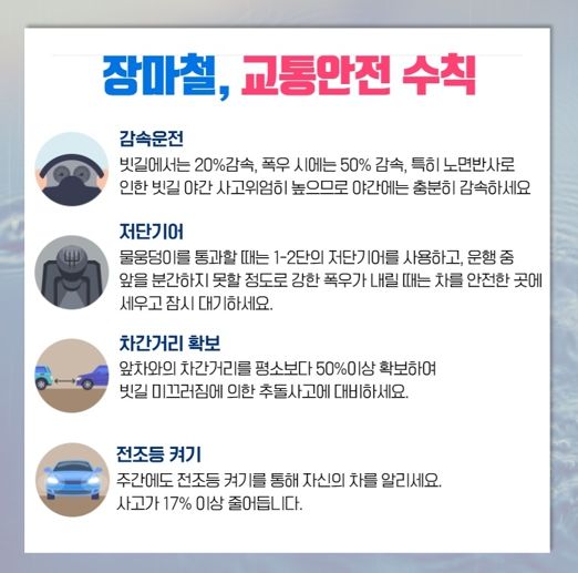 천안서북소방서, 장마철 빗길 사고 주의