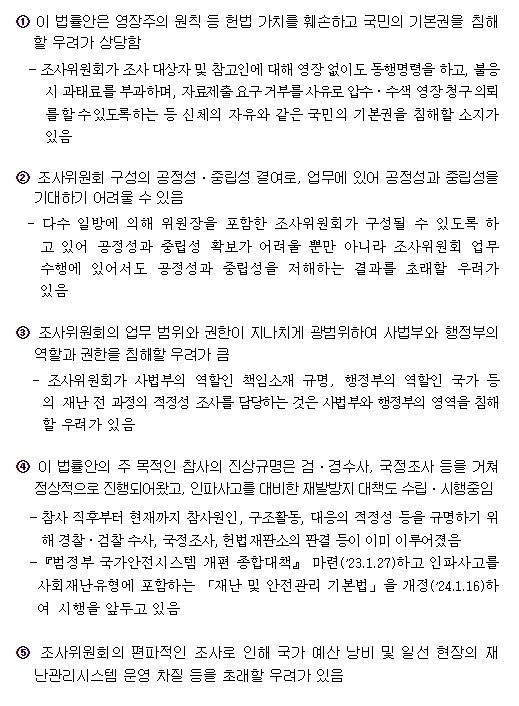 재의요구 사유 주요 내용