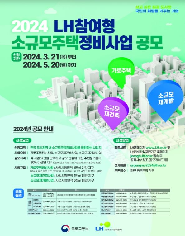 ‘24년 공공참여 소규모주택 정비사업 공모 포스터