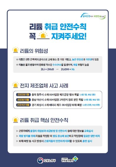 리튬 취급 안전수칙 자체점검표